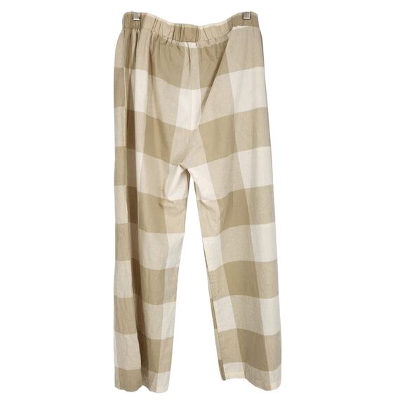 ISADORA Wide-Leg Pants – Linen Blend – Size Large - Plaid Preppy Beach - Picture 2 of 5